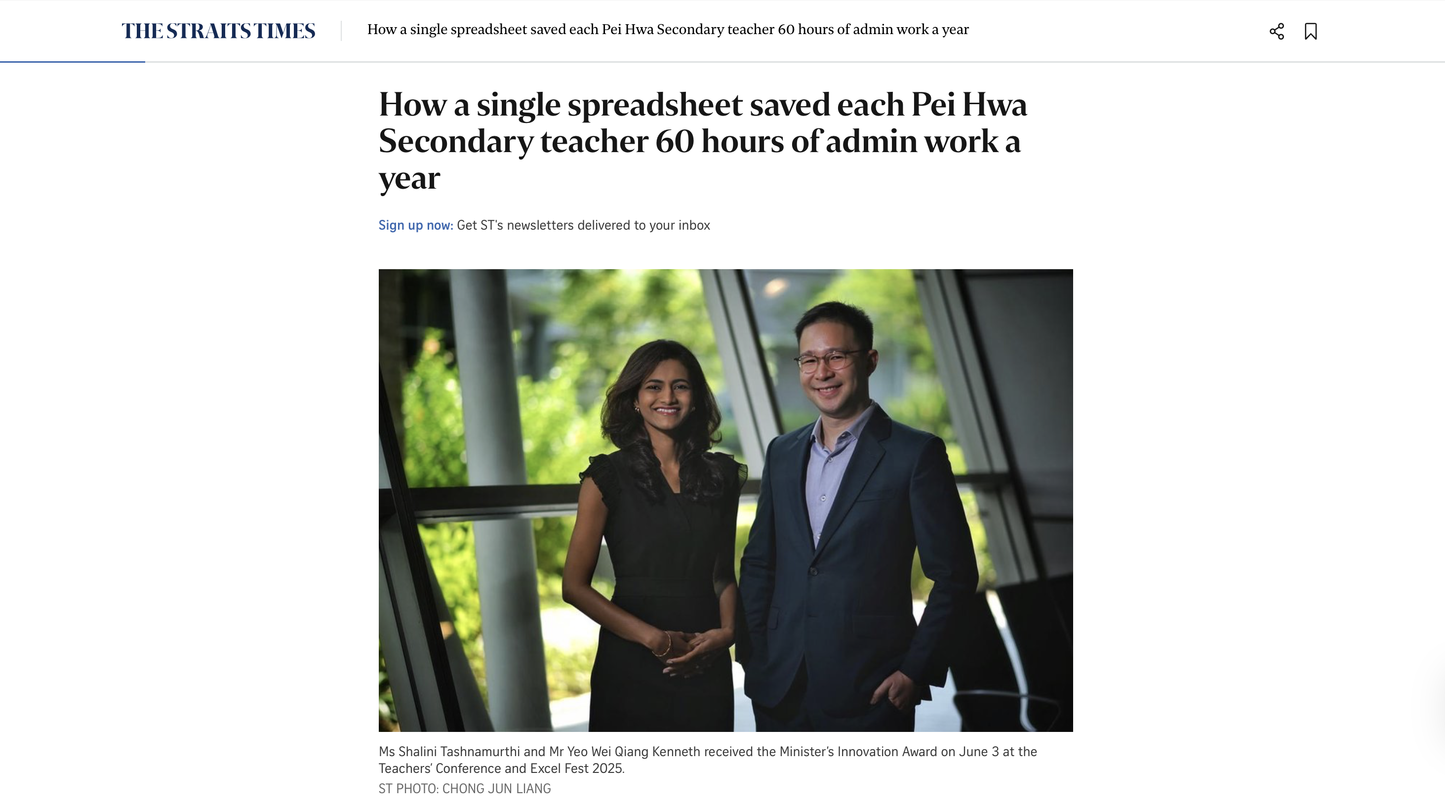 Straits Times Article